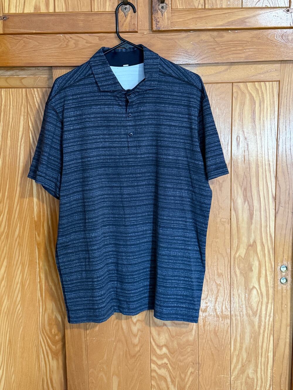 Lululemon Men's Propel Polo Shirt Gray Striped Size XL